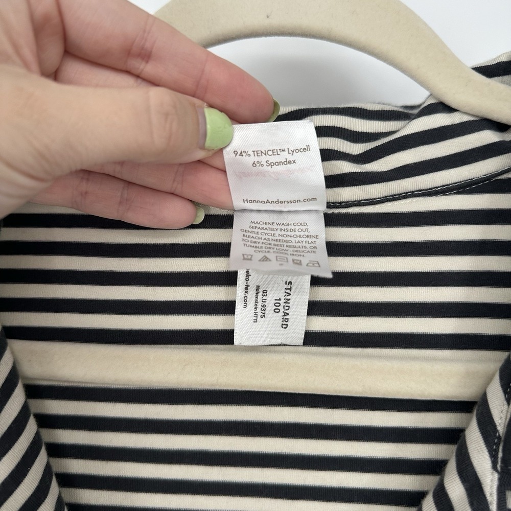 Hanna Andersson Women's Black and Cream Striped Short Sleeve Pajama Shirt In XXL - Picture 5 of 8